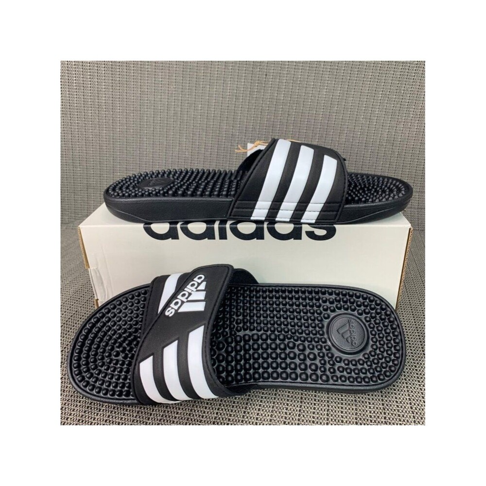 Adidas Adissage Mens Si 9-Woman’s 10 Slides Sandals Black/White U New Comfortabl